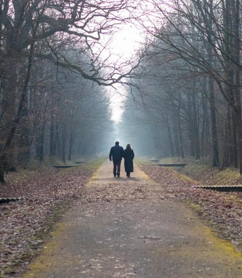 Couple walking in nature